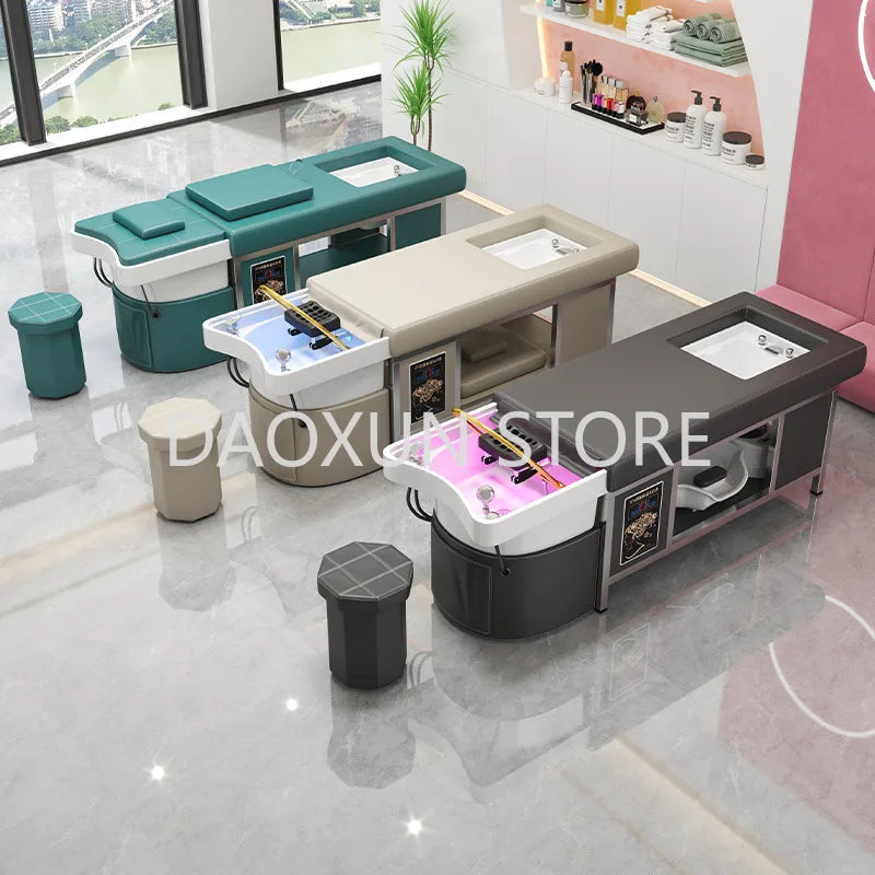 Shower Head Hair Washing Bed Luxury Foot Basin Comfort Lounge Shampoo Chair Salon Massage Lavacabezas Salon Equipment MQ50SC