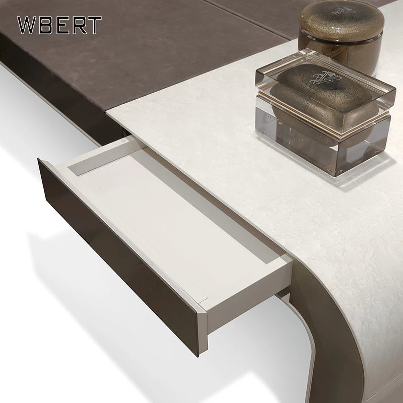 WBERT Solid Wood High-End Italian Light Luxury Boss Desk Simple Modern Design Home Computer Writing Desk Small Dressing