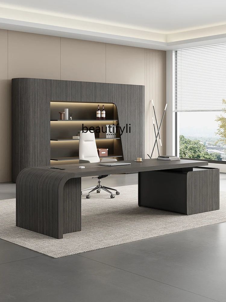 Boss Desk – Simple Modern High-End Single Manager Desk, Light Luxury President Desk for Office