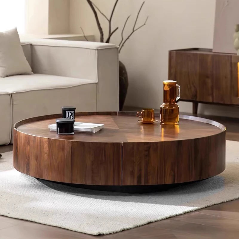 Nordic Solid Wood Coffee Table – Modern Round Design