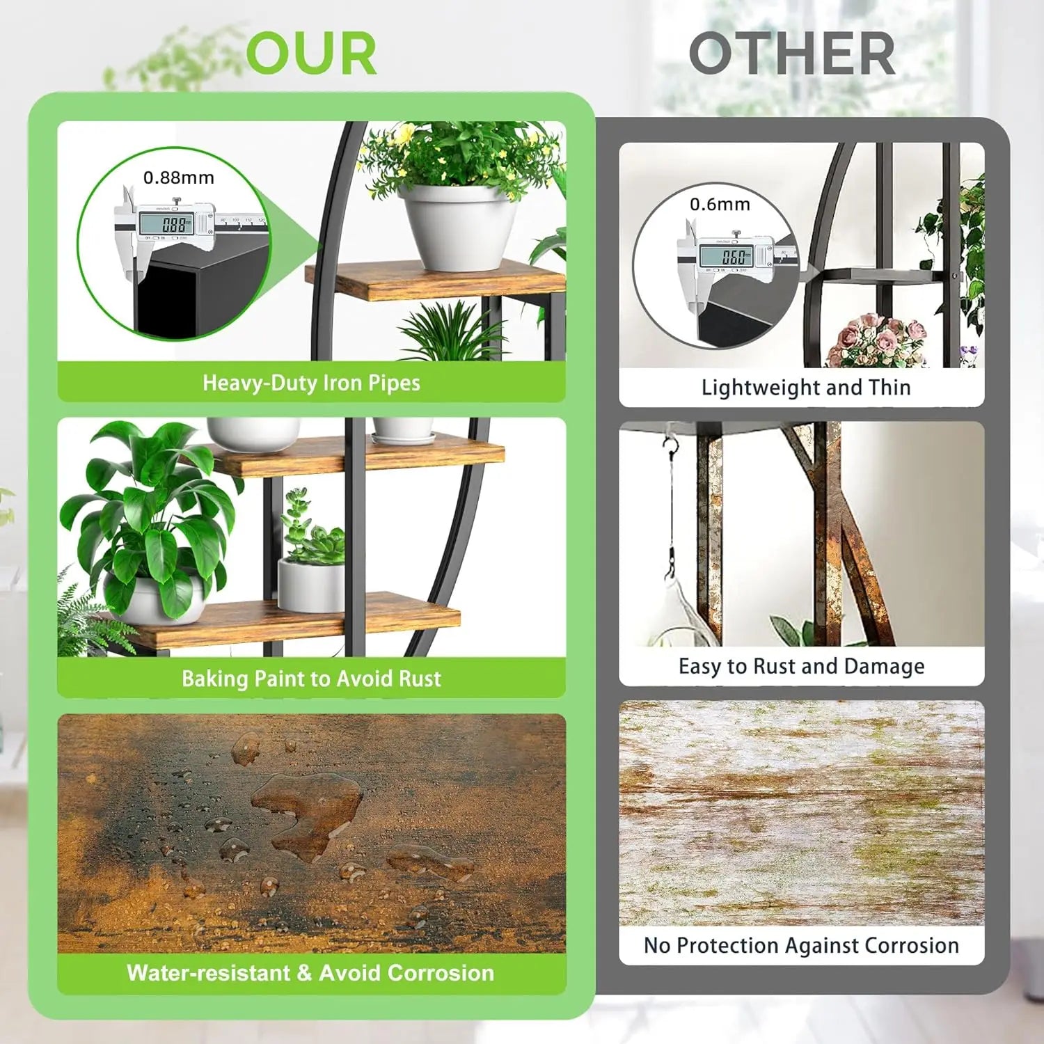 Metal Plant Stand with Grow Lights, 6 Tiered Tall Stand for Indoor Plants Multiple, Large Plant Shelf Display Holder