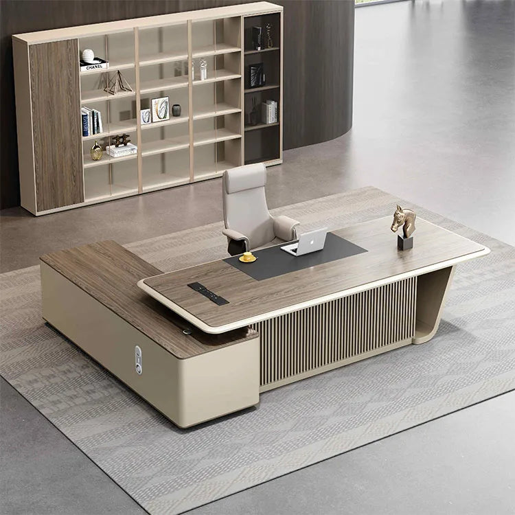 L Shaped Branded Manager Office Desk Office Furniture Luxury Design Boss Executive Office Desk