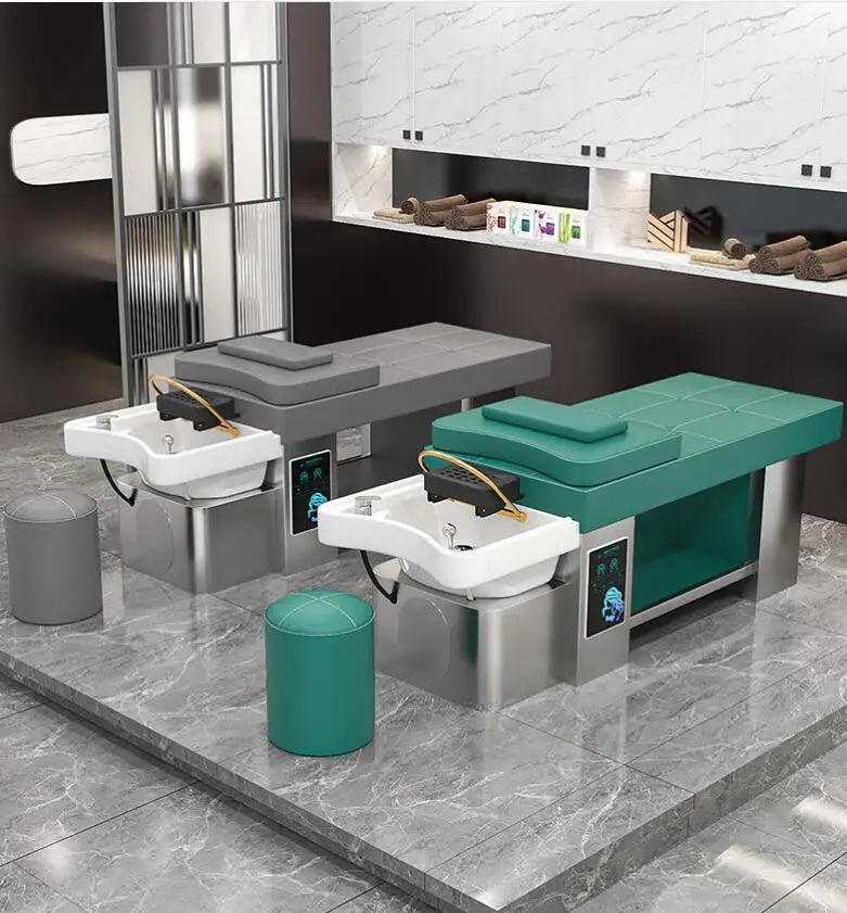 Barbershop Shampoo Bed – Thai Massage, Beauty Head Treatment, Water Cycle Fumigation, All-in-One High-End Ceramic Bed
