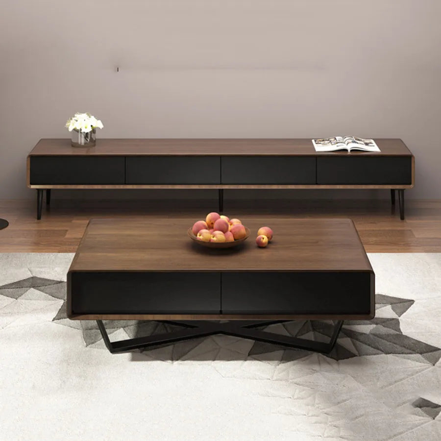 Modern Rectangular Coffee Table—Korean Nordic Design with Wood Top