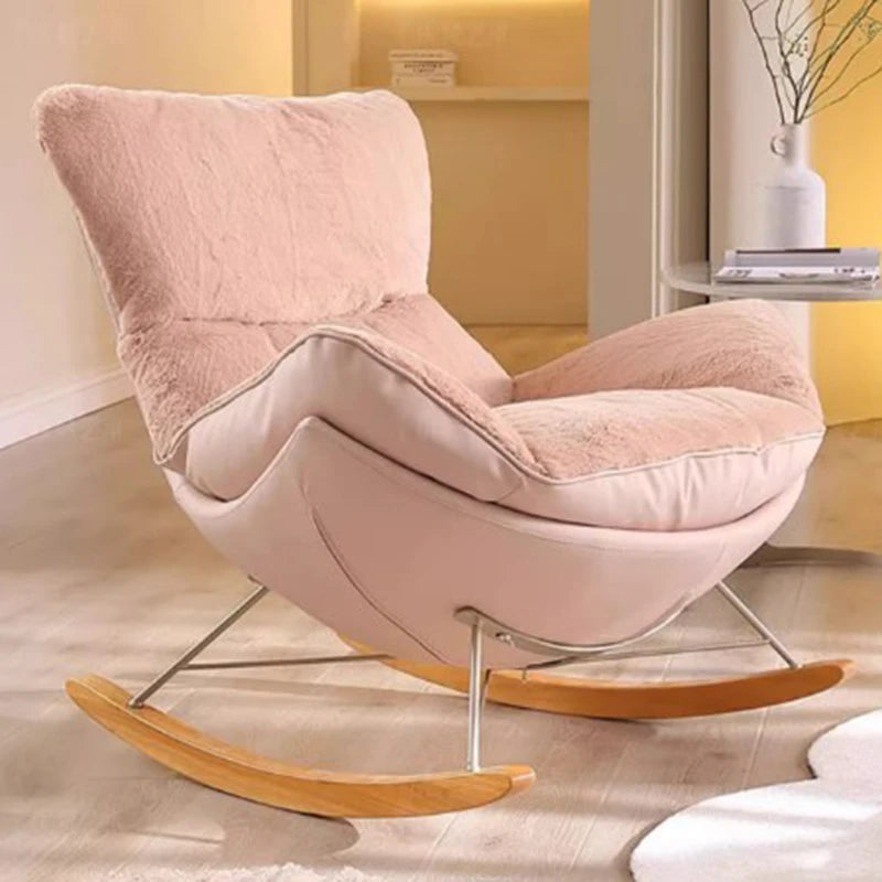 Nordic Design Pink Recliner Chair – Luxury Rocking Chair