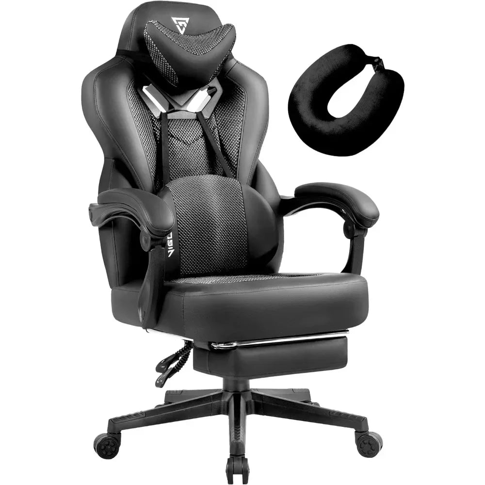 Gaming Chair- Gaming Chair with Footrest, Mesh Gaming Chair for Heavy People, Ergonomic Reclining Gamer Computer Chair for Adult