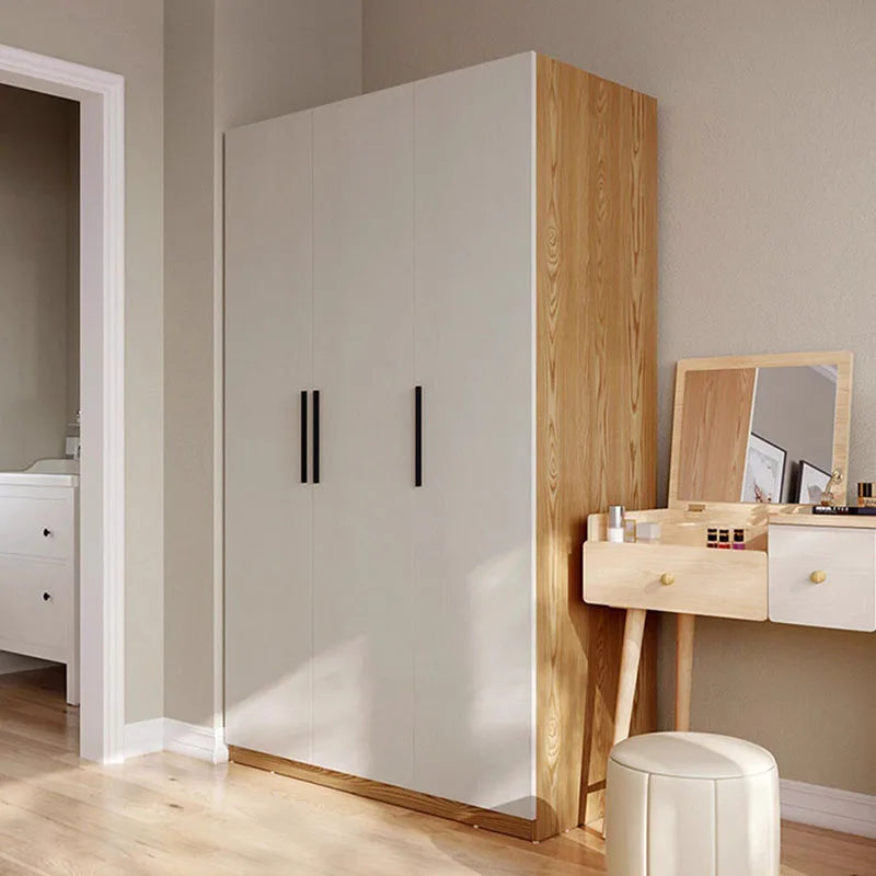 Aesthetic White Wooden wardrobe with Drawers