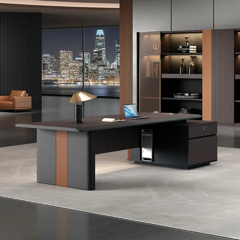 Simple L-shaped computer desk for meetings and executive writing