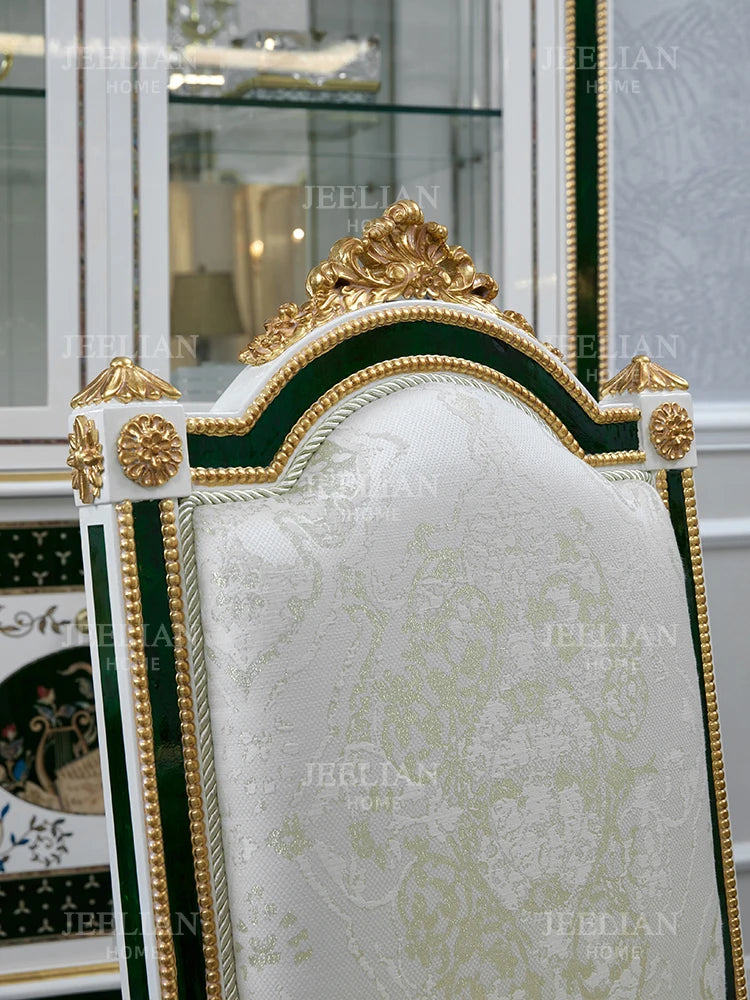 French-Style High-End Shell Mosaic Solid Wood Dining Table and Chair 1.38 M Household round Dining Table Home Furniture