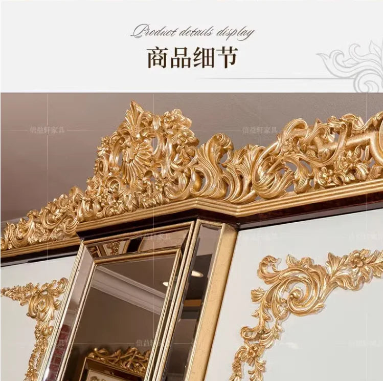 European Solid Wood Luxury Wardrobe – French Style, Customizable Villa Storage Cabinet