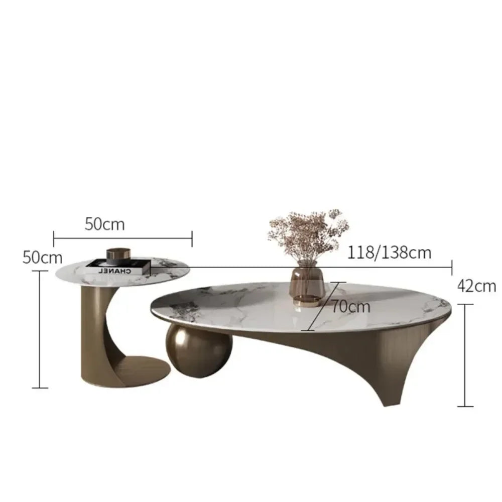 Modern Luxury Coffee Tables Marble Effect Irregular Unique Minimalist Side Table White Legs Metal Table Basse Home Furniture