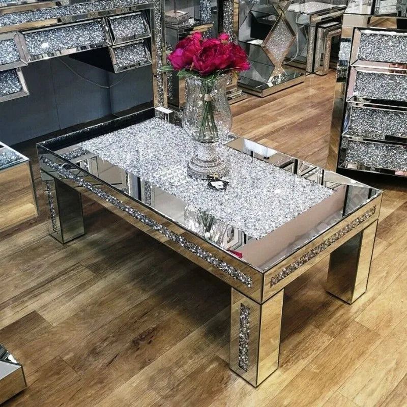 Crushed Diamond Glass Coffee Table