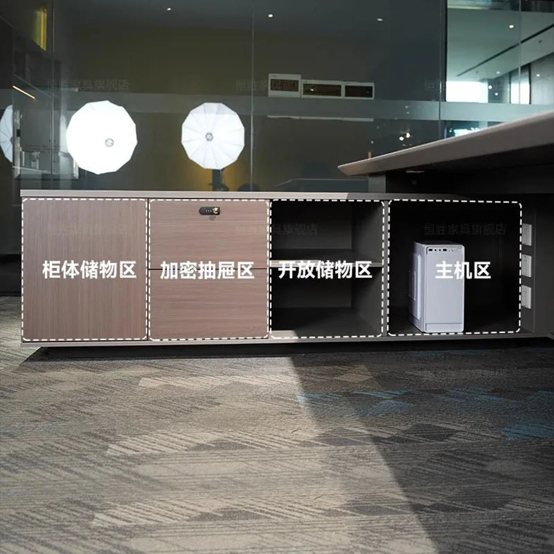 Boss Writing Office Desk – Luxury Corner Desk with Storage, Reception Desk, Drawers