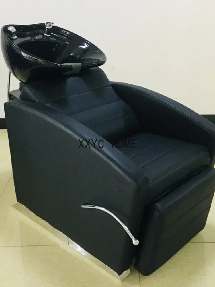 Half Lying Shampoo Chair Simple Barber Shop Sitting Flushing Bed Hairdressing Massage Couch