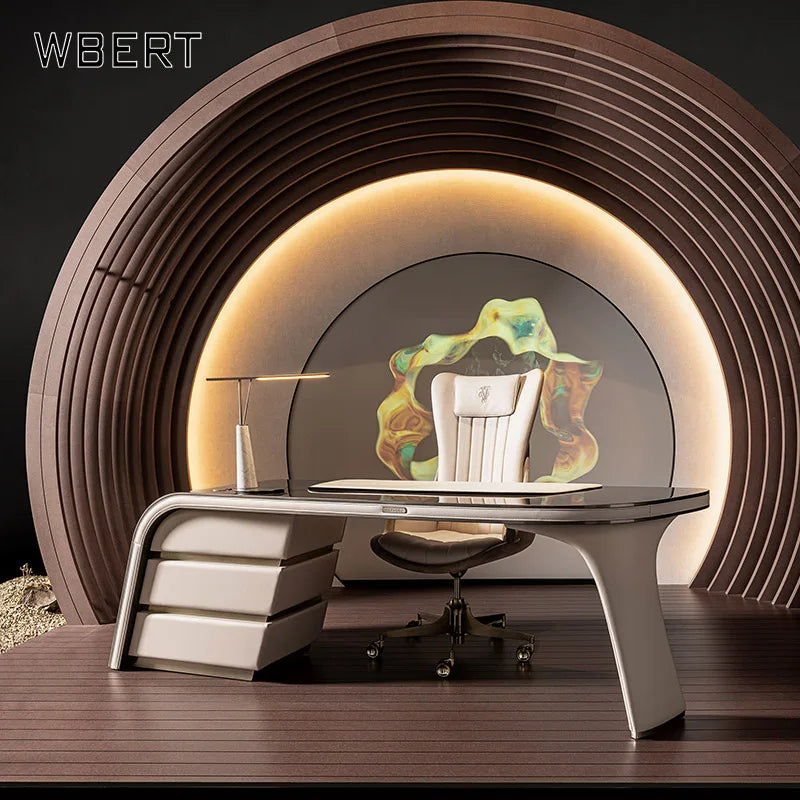 WBERT Italian Luxury Home Computer Desk Senior Boss Writing Desk Designed Italian Designer Living Room Hotel Apartment Dressing