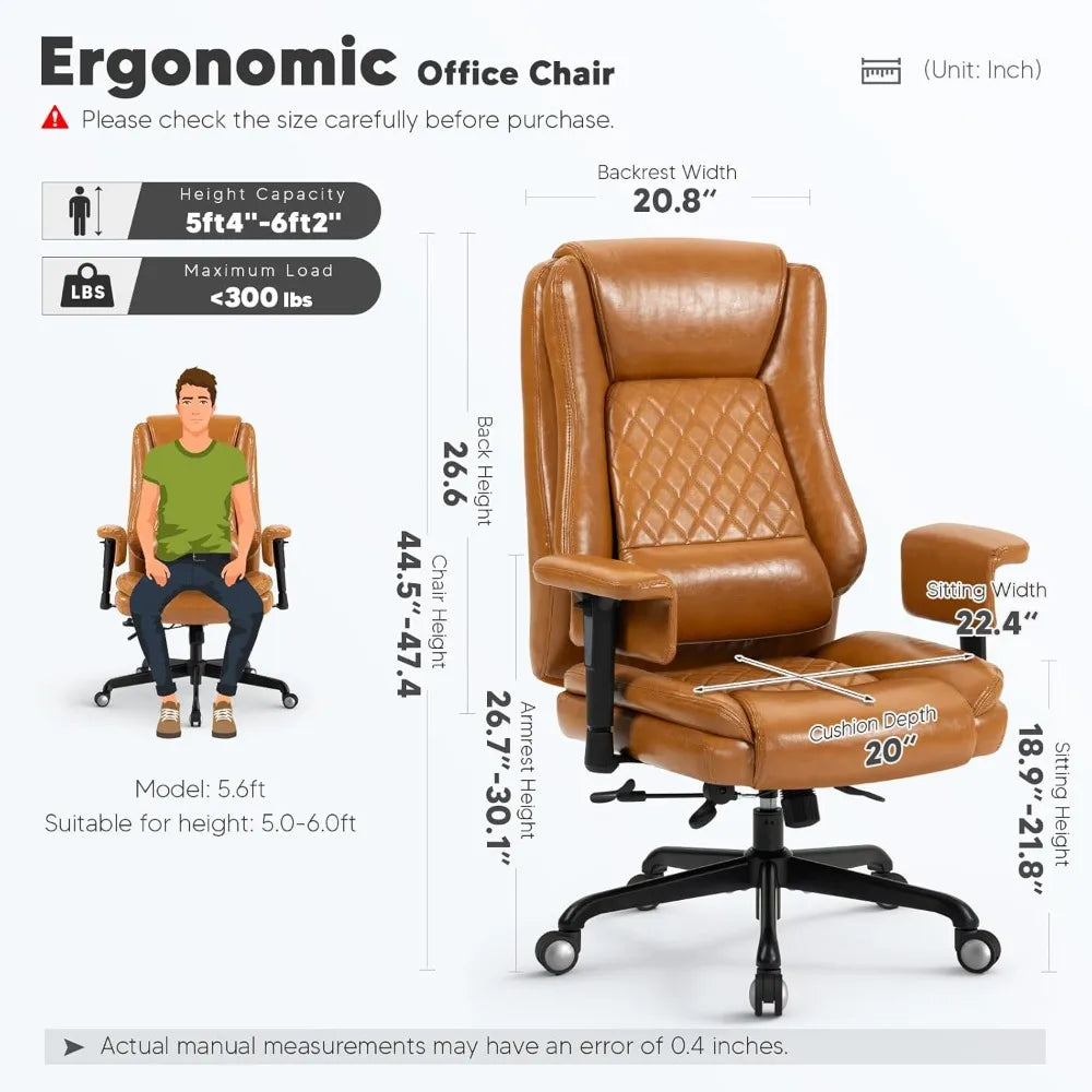 Ergonomic Home Office Chair – Comfortable Executive Design with Adjustable Armrests,