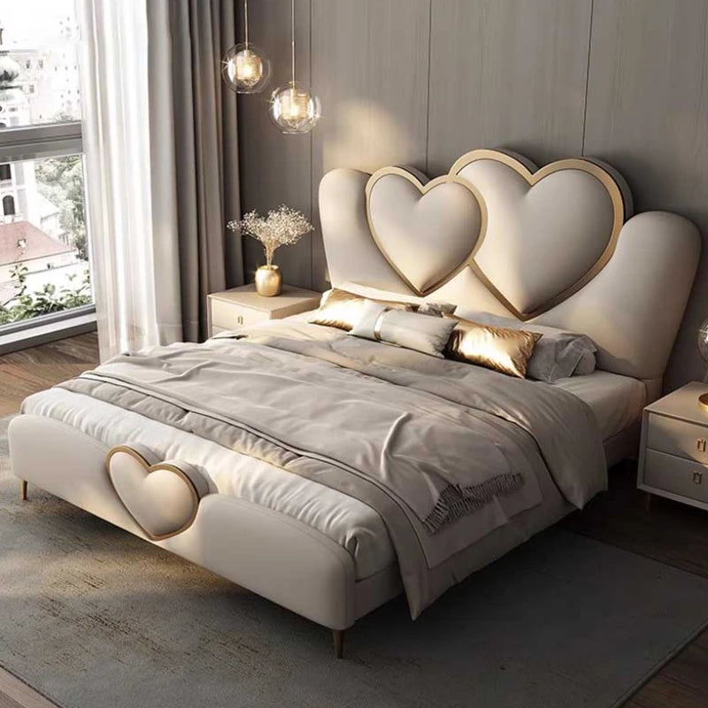 Modular Aesthetic Double Bed Frame Designer European Queen Luxury Headboard Bed Frame Platform Sleeping Cama Box Casal Furniture