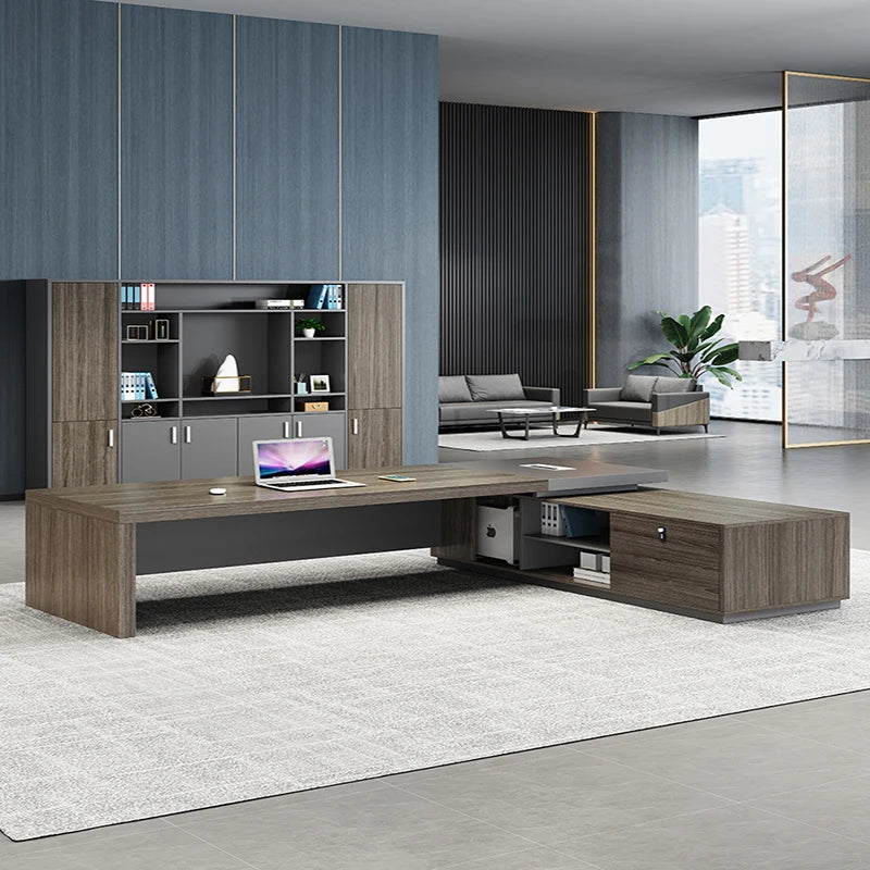 Luxury Office Desk: Modern Metal Storage with Corner Design