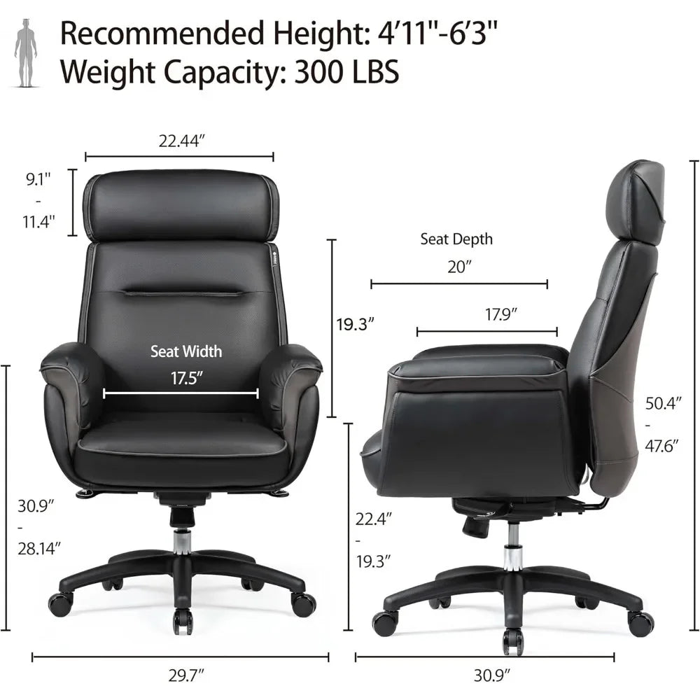 Office Chair, Microfiber Leather, Extra Wide Comfort with Liftable Headrest and Upholstered Armrests, Office Gaming Chair