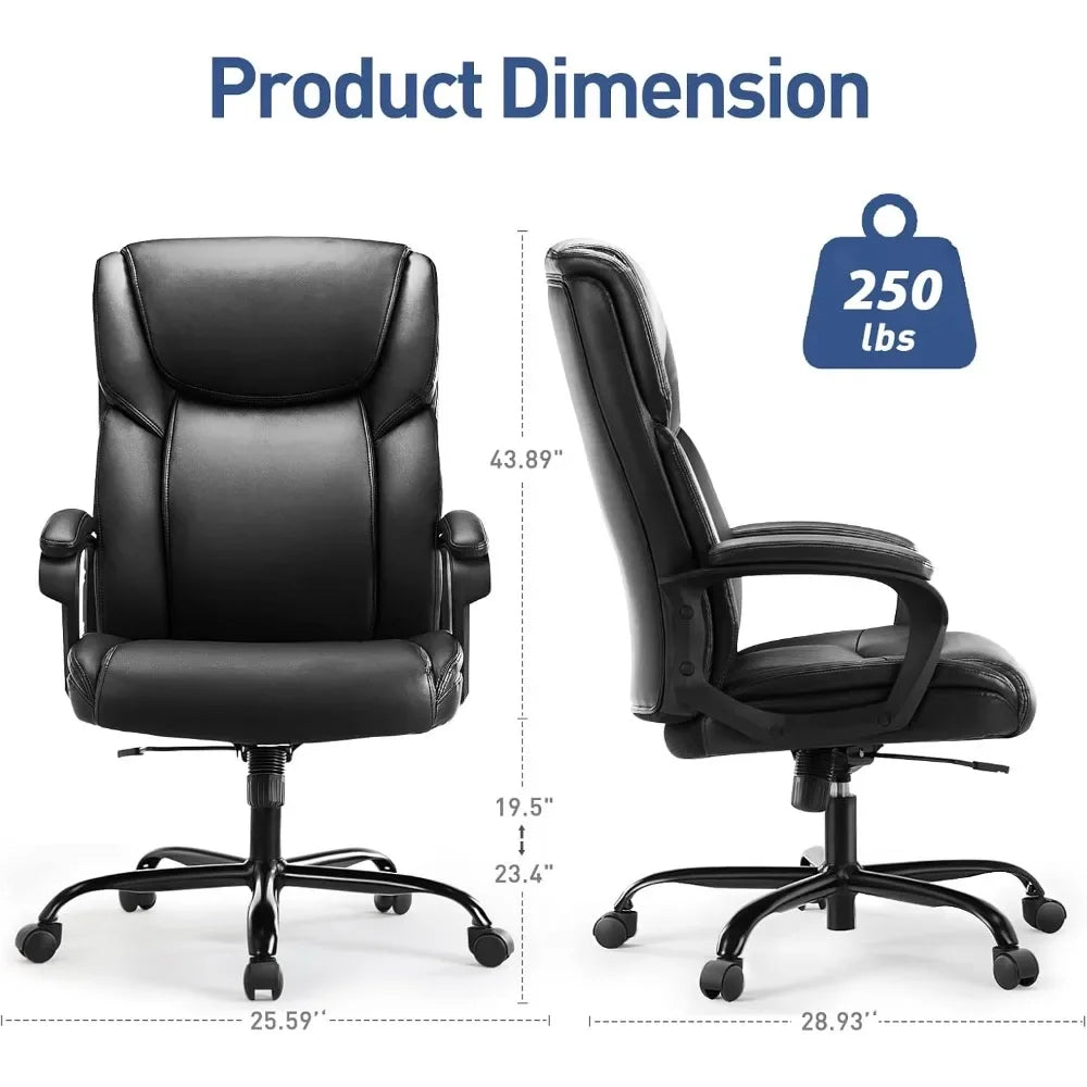 XMSJ Office Chair, Executive High Back Home Chairs, Height Adjustable, Computer Lumbar Support,Bonded Leather, Office Chair