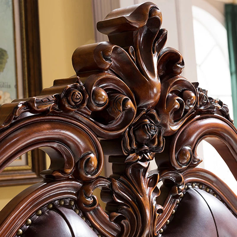 High quality European solid wood double bed wedding bed American furniture 1.8m master bedroom leather soft leather princess bed