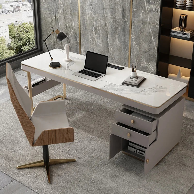 Modern Luxury Bespoke Office Table with Drawers – Custom Size for Workspace