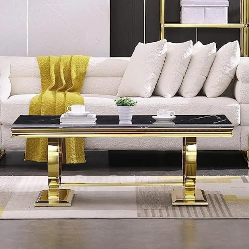 Black and Gold Rectangle Coffee Table