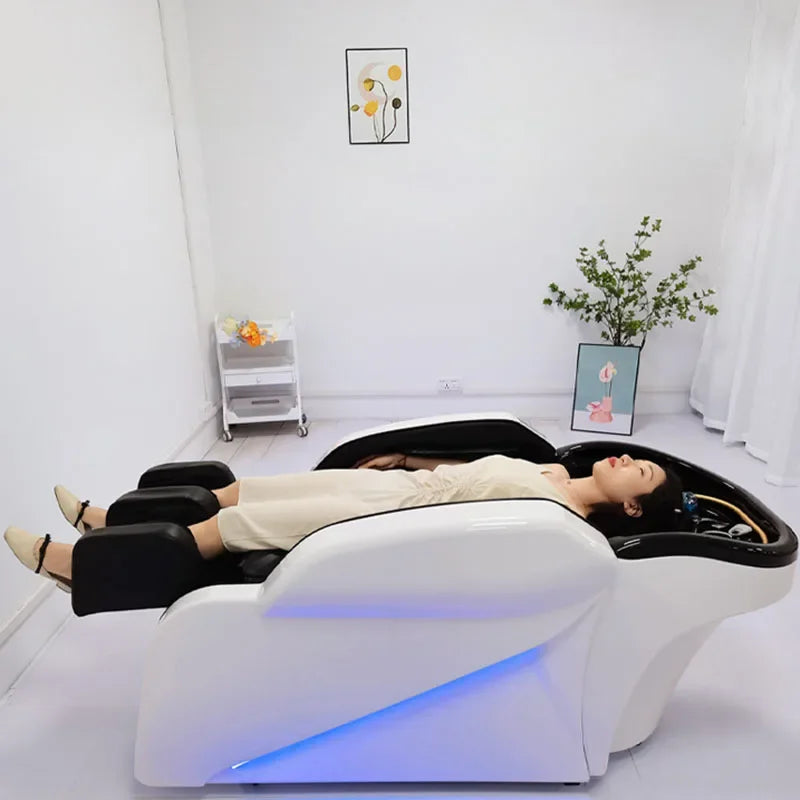 Aesthetic Hair Washing Chair – Shampoo Basin, Spa Massage Bed, Japanese Scalp Treatment & Nail Care Water Bowl