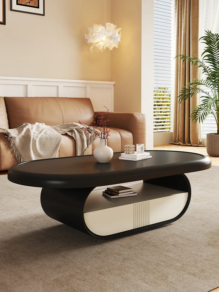 Modern cream oval coffee table