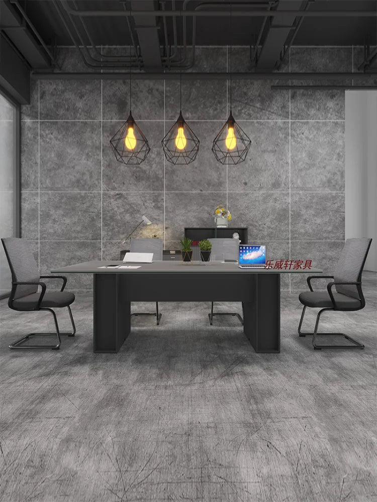 Simple Conference Table with Chairs for Office Negotiations and Staff Training