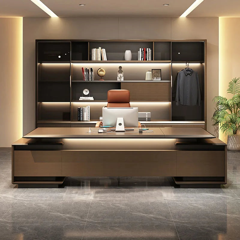 Luxury L-shaped executive corner desk with drawers