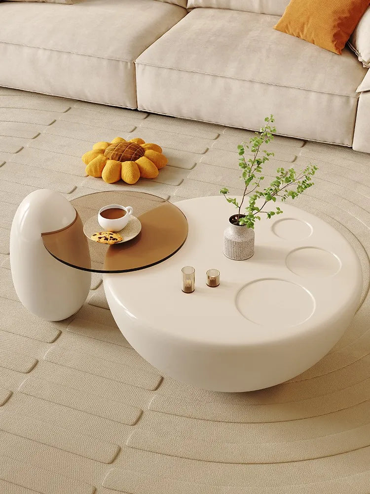 Cream White Round Coffee Table