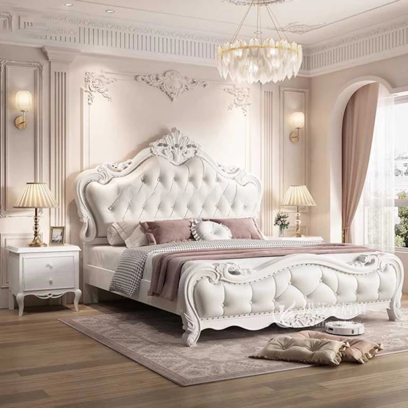 King Size Bed Frame European Luxury Glamorous Aesthetic Modern Twin Bed Frame Storage Design Sleeping Cama De Casal Furniture