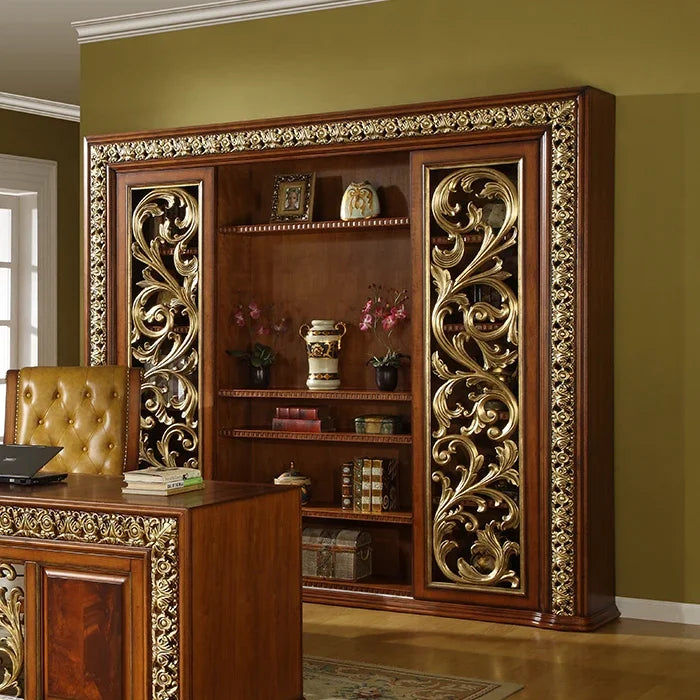 Custom European Carved Desk and Chair Set