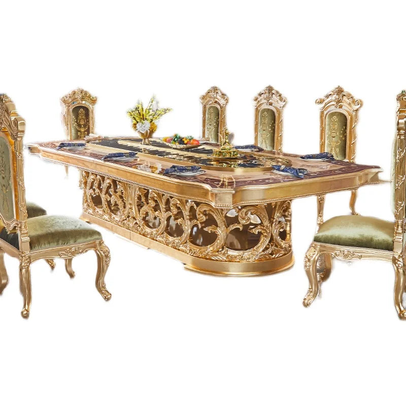 Customized French Carved Rectangular Dining Table: European Style for Large Apartments and Restaurants, Solid Wood Villa Design.