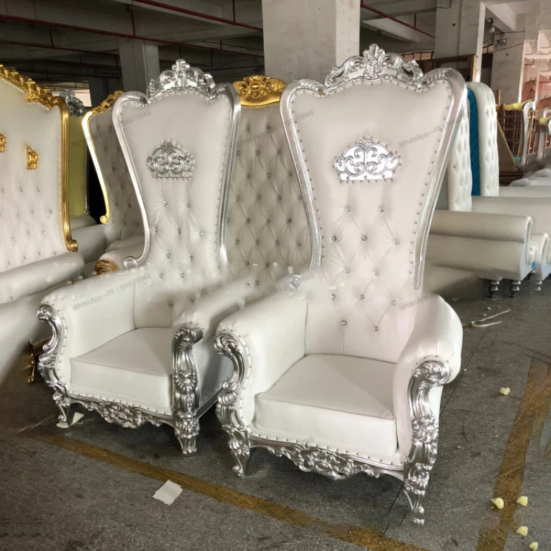 Hotel lobby solid wood European style chairs, high-end image chairs, classical high back wedding chairs, sofa chairs