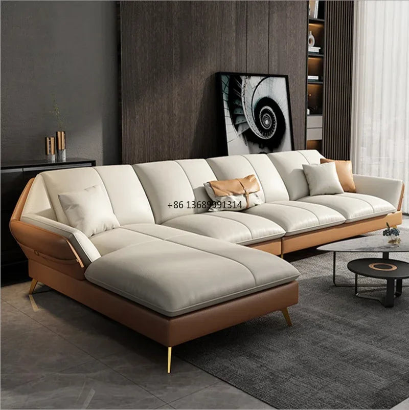 Italian-style modern light luxury high-end Customized Modern Leather Couch Sectional Living Room Sofas