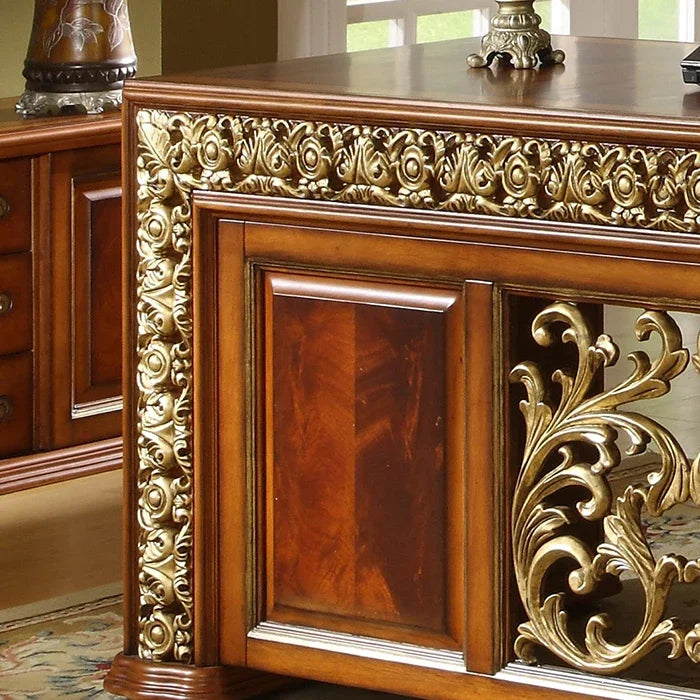 Custom European Carved Desk and Chair Set