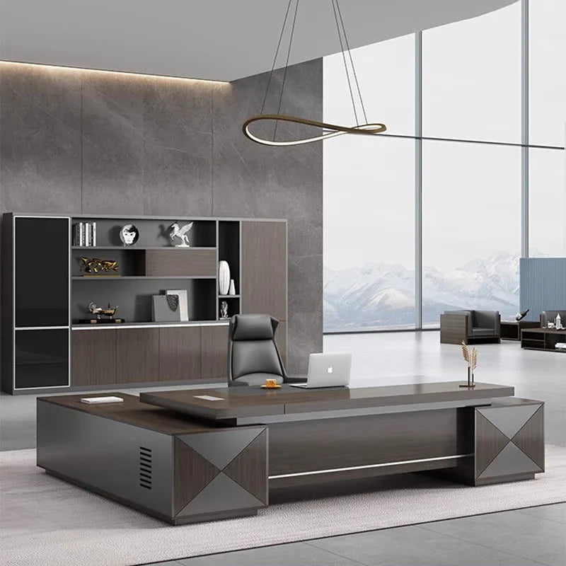 Black auxiliary L-Shaped Desk