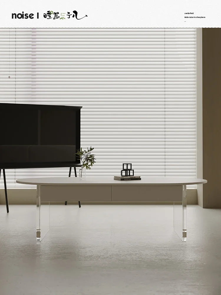 Simple and Modern Coffee Table Living Room Home Creative Minimalist Oval High Leg Acrylic Table