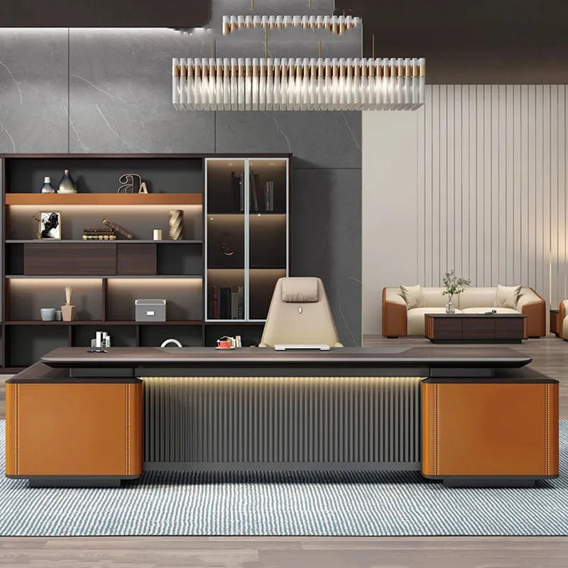 Modern Office Desk: Ergonomic Reception Table with Organizer and Extender