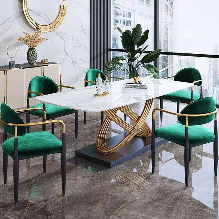 Italian metal square dining table and chair set