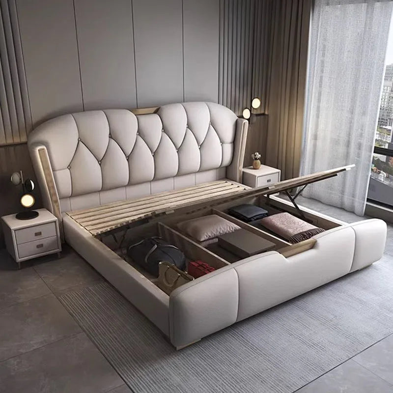 Aesthetic Nordic Queen Double Bed with Under-Storage