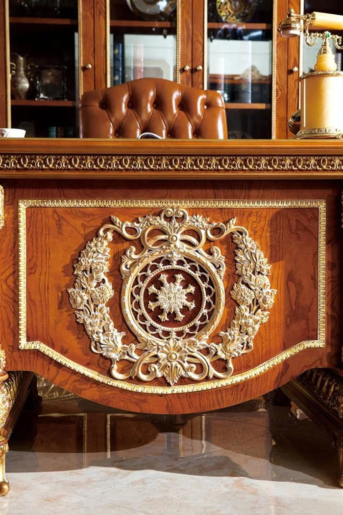 Custom Luxury Solid Wood European Royal Home Office Furniture Set