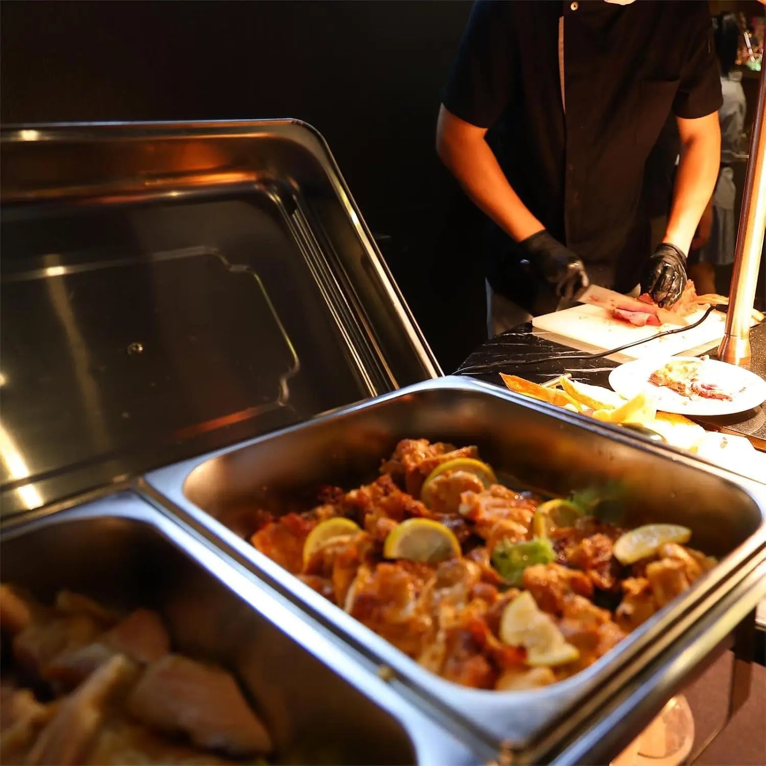 8QT High-Grade Chafing Dishes – Buffet Warmers with Gold Rolled-Edge Design, Ideal for Weddings & Birthdays