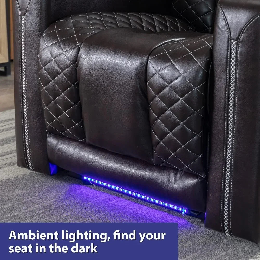 Electric Power Recliner Chairs: Leather Home Theater Seating with USB Ports, Cup Holders, and Hidden Arm Storage.