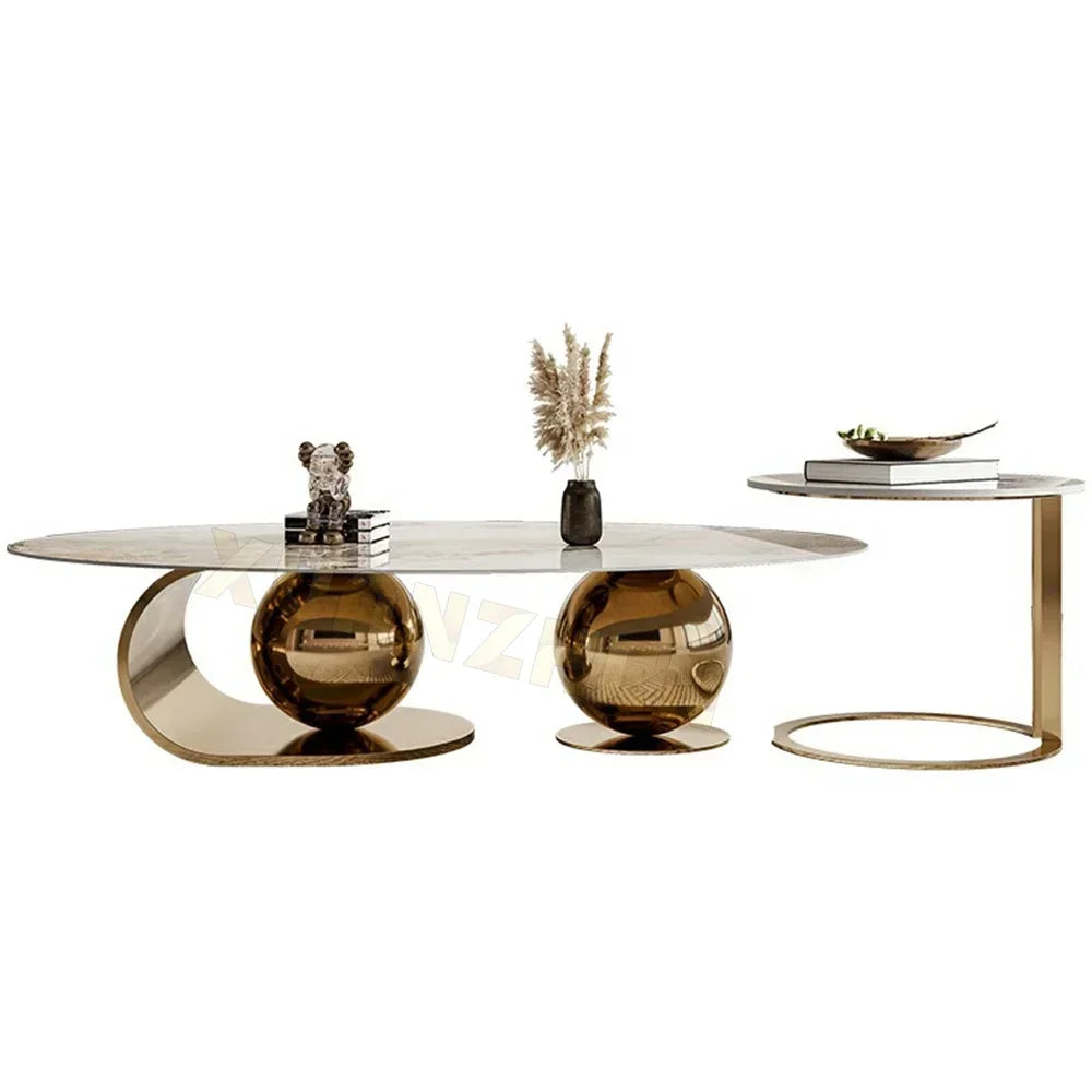 Italian Style Stainless Steel Black Nesting Centre Coffee Table Metal Coffee Table Luxury Round Coffee Table New