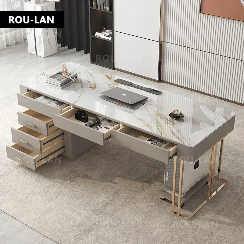 Rock Slab Desk Small Apartment Scandinavian Study Luxury Office Desk Computer Desk Modern Writing Desk Desk Home