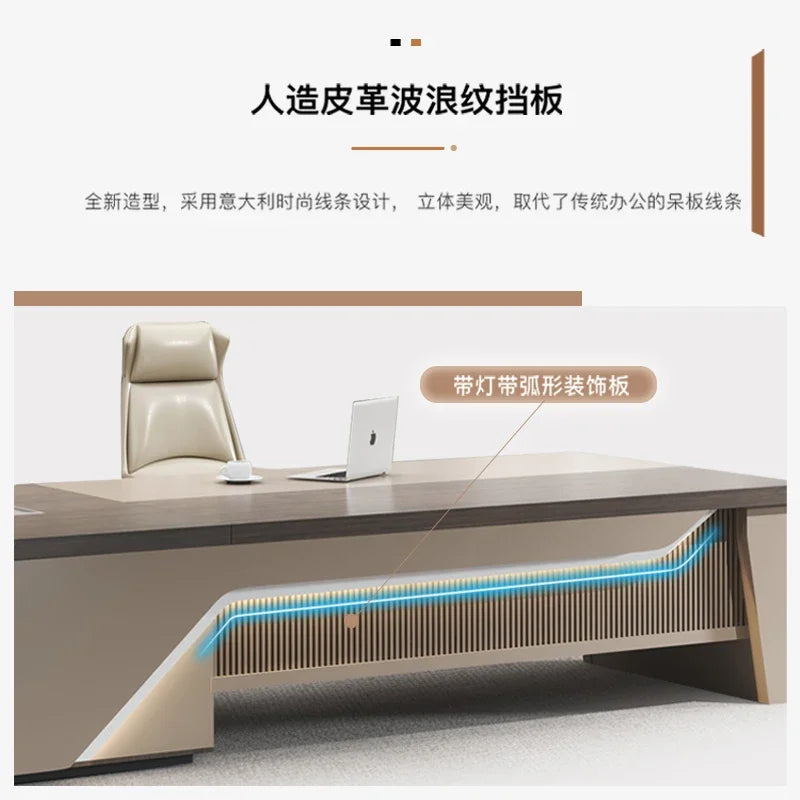 Luxury L-Shaped Boss Desk—Large, Simple, and Modern Office Desk for Presidents