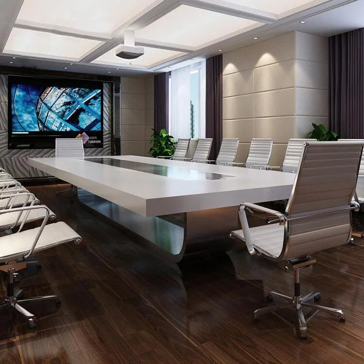 Office Furniture Artificial Stone Meeting Big Square Table Conference Luxury High Grade Meeting Table